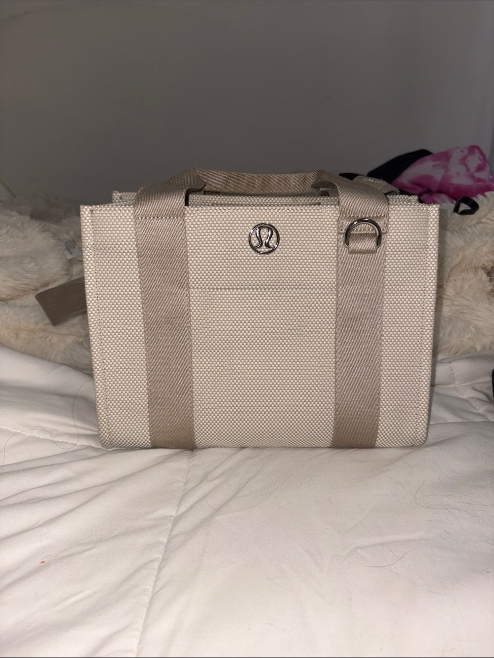 lululemon athletica Men's Neutral Beige Canvas Laptop Tote